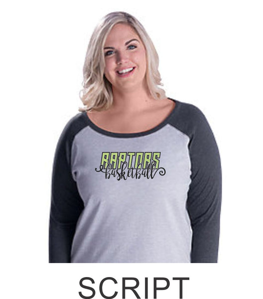 Raptors Curvy Ladies Raglan- 2 Designs- 4 Sports- Matte or Glitter