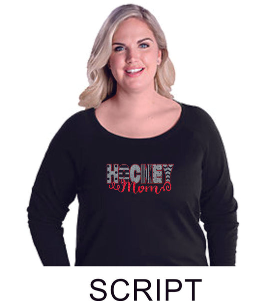 Hockey Mom Curvy Ladies Slouchy Pullover- Matte or Glitter