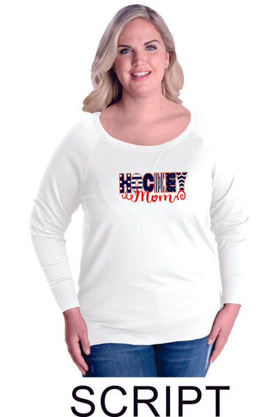 Hockey Mom Curvy Ladies Slouchy Pullover- Matte or Glitter