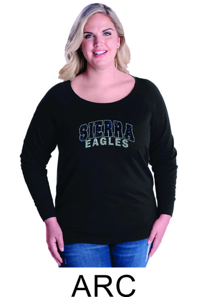 Sierra Curvy Ladies Slouchy Pullover- 3 designs- Matte or Glitter