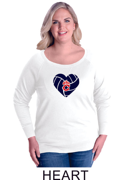 Chap Volleyball Curvy Ladies Slouchy Pullover in 4 Designs- Matte or Glitter