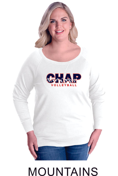 Chap Volleyball Curvy Ladies Slouchy Pullover in 4 Designs- Matte or Glitter