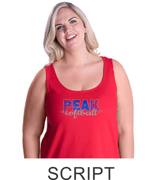 Peak Curvy Ladies Basic Tank- 3 designs- Matte or Glitter