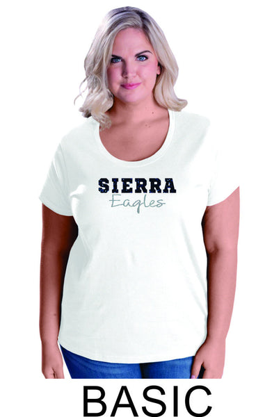 Sierra Curvy Ladies Tee- 4 designs- Matte or Glitter
