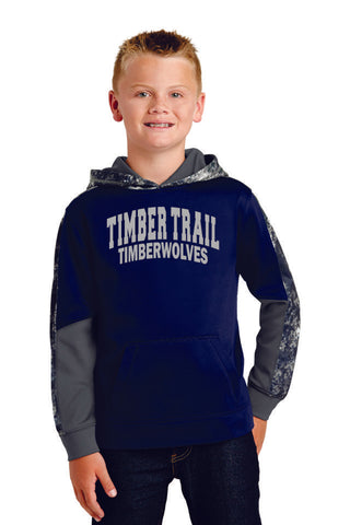 Timber Trail Colorblock Hooded Wicking Sweatshirt- Youth, Unisex Sizes- 5 Designs