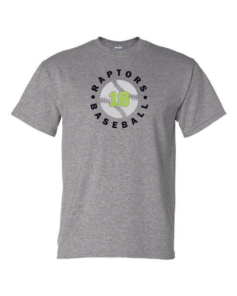 Raptors Baseball Circle Design Basic Tee- Matte or Glitter