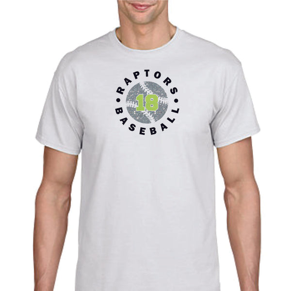 Raptors Baseball Circle Design Basic Tee- Matte or Glitter