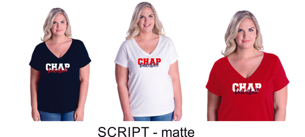 Chap Basketball Curvy Ladies Tee in 4 Designs- Matte or Glitter