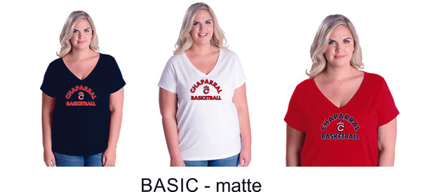 Chap Basketball Curvy Ladies Tee in 4 Designs- Matte or Glitter