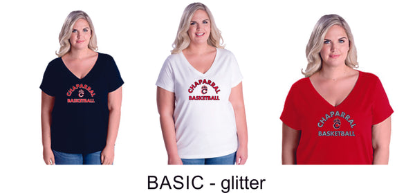 Chap Basketball Curvy Ladies Tee in 4 Designs- Matte or Glitter