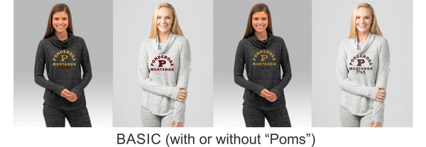 Pondo POMS Ladies Cowl Pullover- 7 Designs- Matte and Glitter