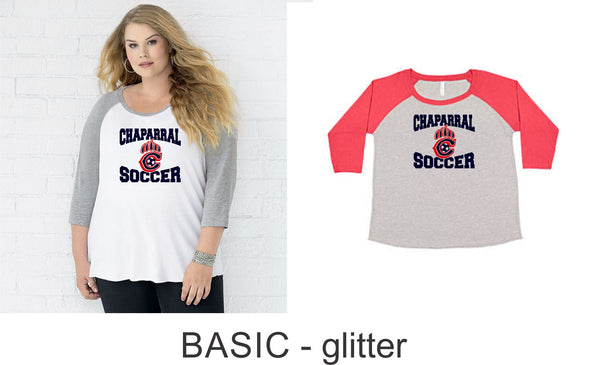 Chap Soccer Curvy Lady Raglan -5 designs - Matte or Glitter