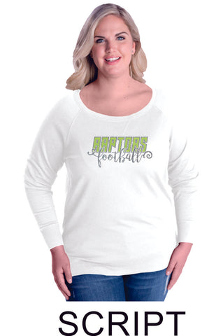 Raptors Curvy Ladies Slouchy Pullover in 2 Designs- 4 Sports- Matte or Glitter