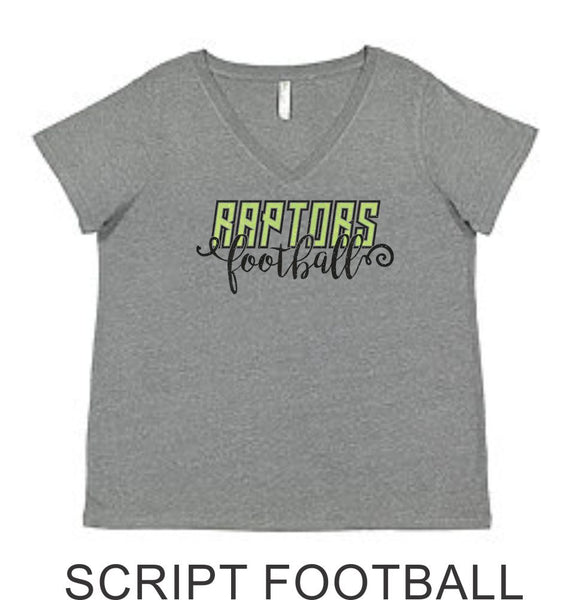 Raptors Curvy Ladies Tee- 2 Designs- 4 Sports- Matte or Glitter