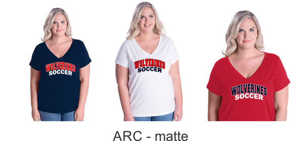Chap Soccer Curvy Ladies Tee in 5 Designs- Matte or Glitter