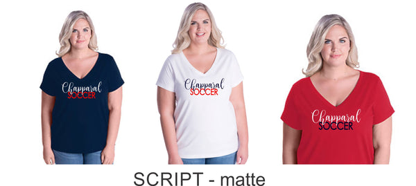 Chap Soccer Curvy Ladies Tee in 5 Designs- Matte or Glitter
