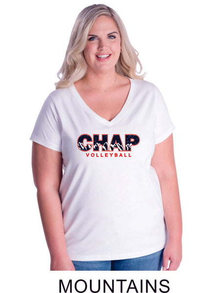 Chap Volleyball Curvy Ladies Tee in 4 Designs- Matte or Glitter