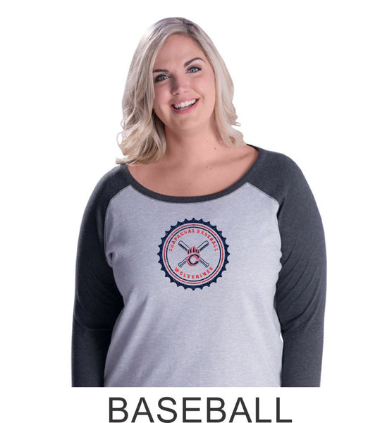 Chap Baseball Curvy Lady Raglan- 4 designs- Matte or Glitter
