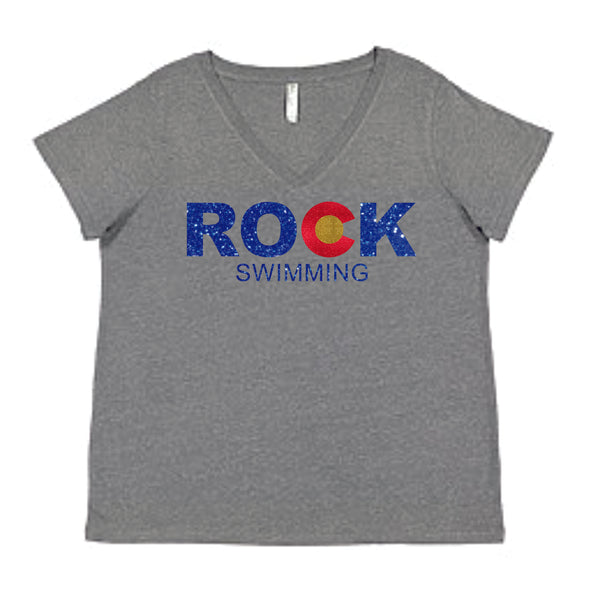 ROCK Swimming Curvy Ladies Tee- 3 colors- Matte or Glitter