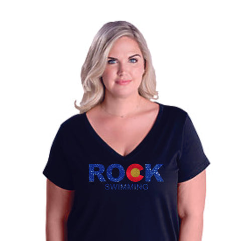 ROCK Swimming Curvy Ladies Tee- 3 colors- Matte or Glitter