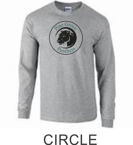 PGE Grey Long Sleeve Tee- 4 Designs- Matte or Glitter