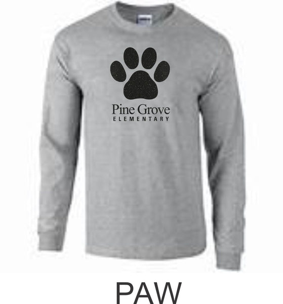 PGE Grey Long Sleeve Tee- 4 Designs- Matte or Glitter