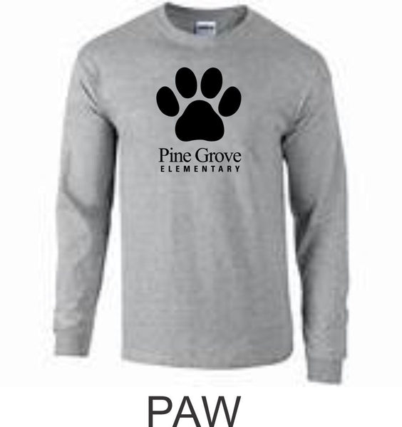 PGE Grey Long Sleeve Tee- 4 Designs- Matte or Glitter