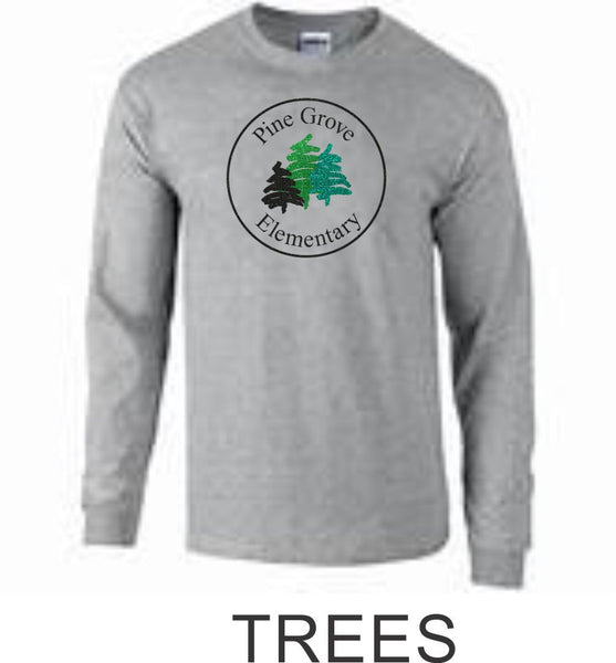 PGE Grey Long Sleeve Tee- 4 Designs- Matte or Glitter