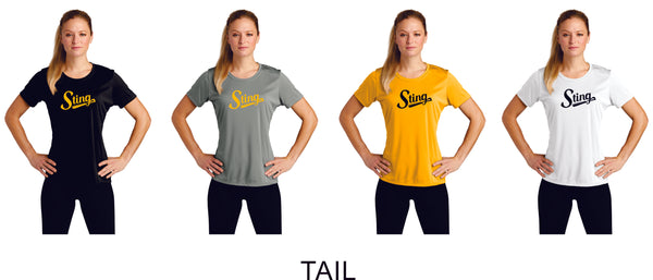 Sting Ladies Wicking Tee-3 designs- 4 colors