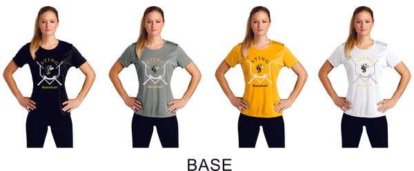 Sting Ladies Wicking Tee-3 designs- 4 colors