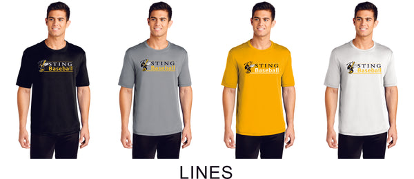 Sting Wicking Tee- 3 designs- 4 colors