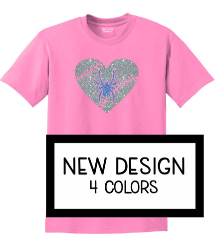 Spiders SPIDER HEART design Basic Tee-Matte or Glitter