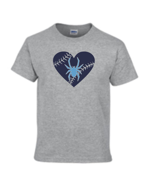 Spiders SPIDER HEART design Basic Tee-Matte or Glitter