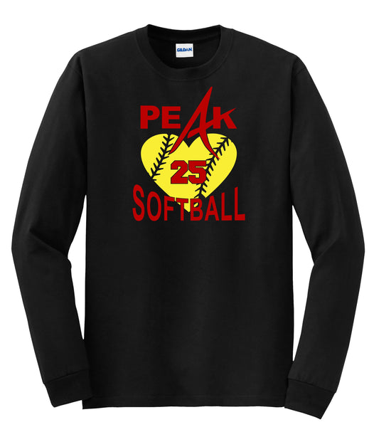 Peak Softball Adult Long Sleeve Tee - 2 Designs - Matte or Glitter