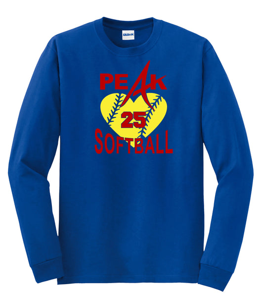 Peak Softball Adult Long Sleeve Tee - 2 Designs - Matte or Glitter