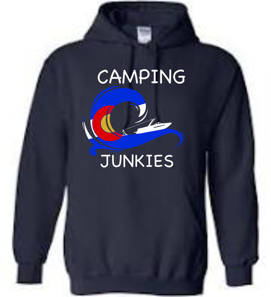 Camping Junkies Basic Hoodie- Adult and Youth- Matte or Glitter
