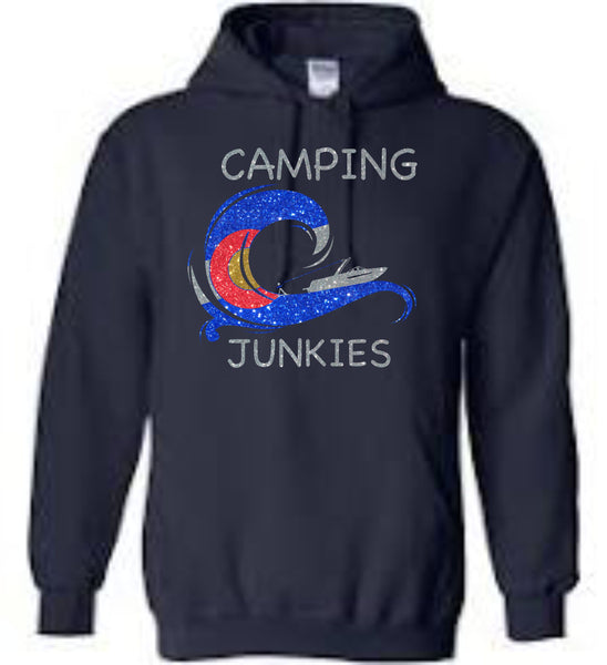 Camping Junkies Basic Hoodie- Adult and Youth- Matte or Glitter