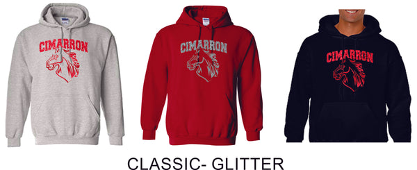 Cimarron Basic Hooded Sweatshirt- Matte and Glitter