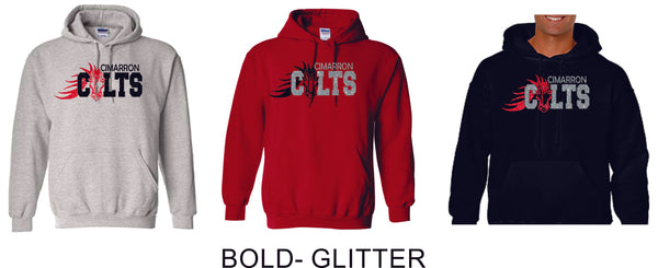 Cimarron Basic Hooded Sweatshirt- Matte and Glitter