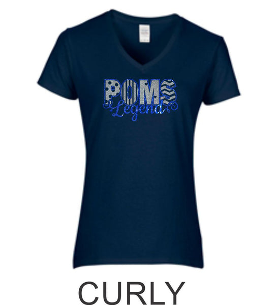 LT Poms Ladies Short Sleeve Tee- 3 Designs- Matte or Glitter