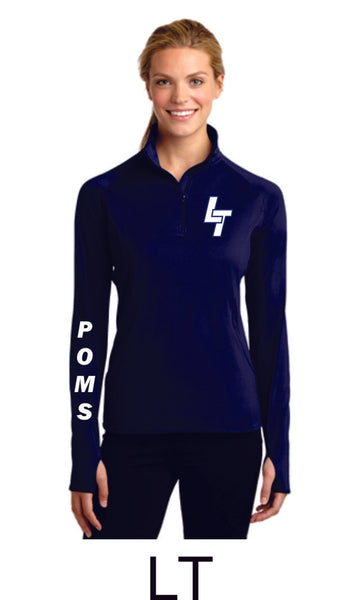 LT Poms Ladies Sport Wick 1/2 Zip Pullover- 2 Designs