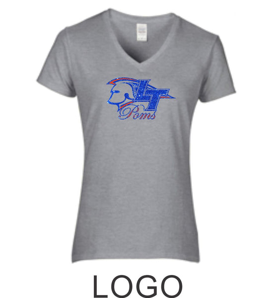 LT Poms Ladies Short Sleeve Tee- 3 Designs- Matte or Glitter