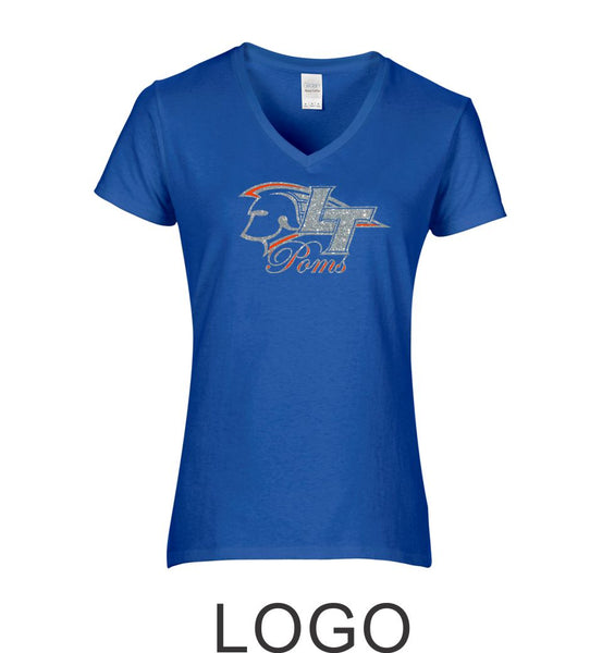 LT Poms Ladies Short Sleeve Tee- 3 Designs- Matte or Glitter