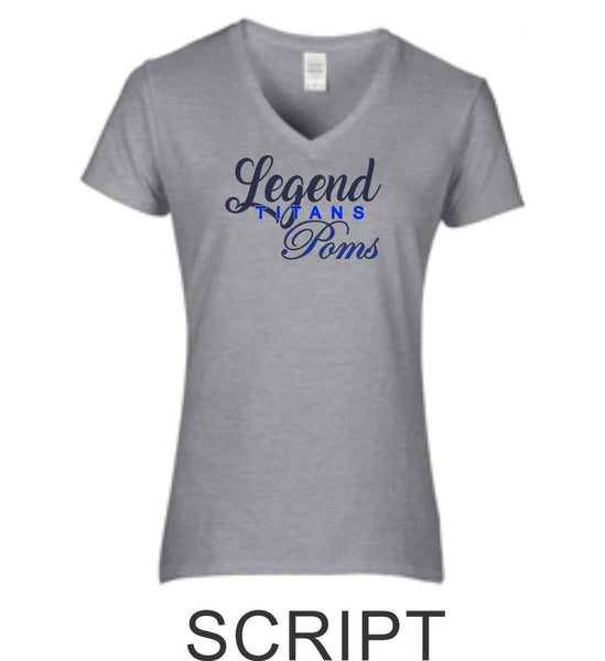 LT Poms Ladies Short Sleeve Tee- 3 Designs- Matte or Glitter