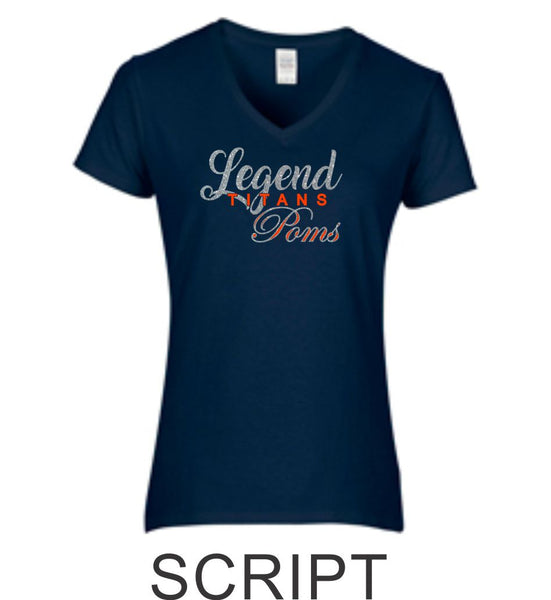 LT Poms Ladies Short Sleeve Tee- 3 Designs- Matte or Glitter