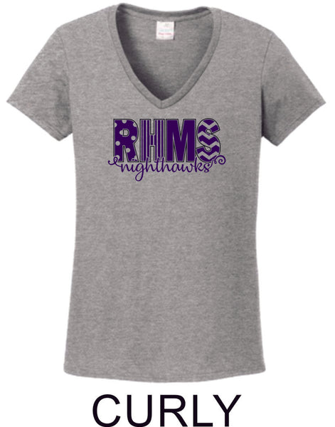 RHMS Ladies Short Sleeve Tee- 4 designs- Matte or Glitter