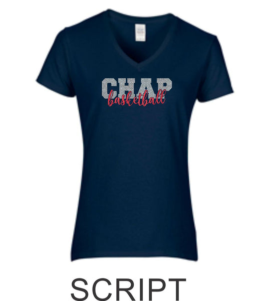 Chap Basketball Ladies Tee- 3 design- Matte or Glitter