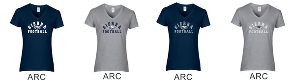 Sierra FOOTBALL Ladies Short Sleeve Tee- 4 Designs- Matte or Glitter