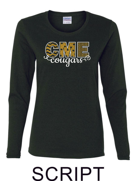 CME Long Sleeve Ladies Tee- 3 designs- Matte or Glitter