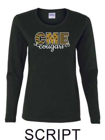 CME Long Sleeve Ladies Tee- 3 designs- Matte or Glitter